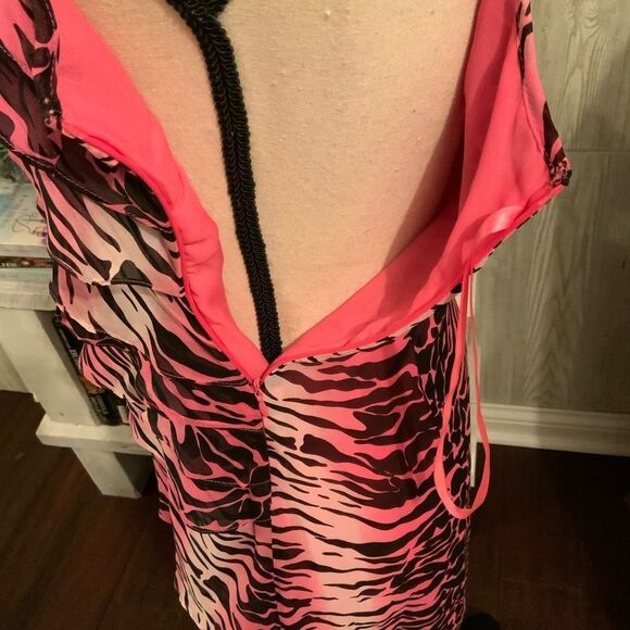 *Boston Proper* 💯 SILK Ruffled Lined Zebra Print Dress Sz 2 EUC - Picture 7 of 7